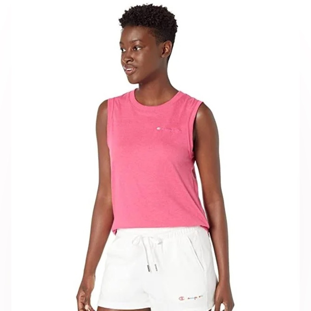 Champion Women's Pink Sleeveless Logo Graphic Crewneck Tank Top